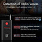 Mini laser signal detector with red button and LED indicator lights on front panel