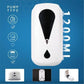 Wall-mounted touchless sanitizer dispenser, white pump with black droplet sensor and outlet