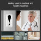 Touchless sanitizer dispenser shown for medical settings with doctor and patient