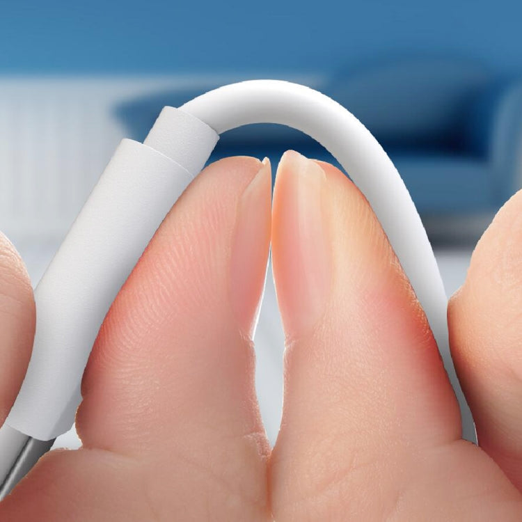 White Type-C charging cable connector close-up