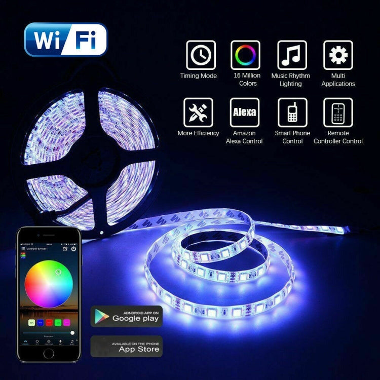 Wi‑Fi RGB LED strip controller with app control and glowing LED strip