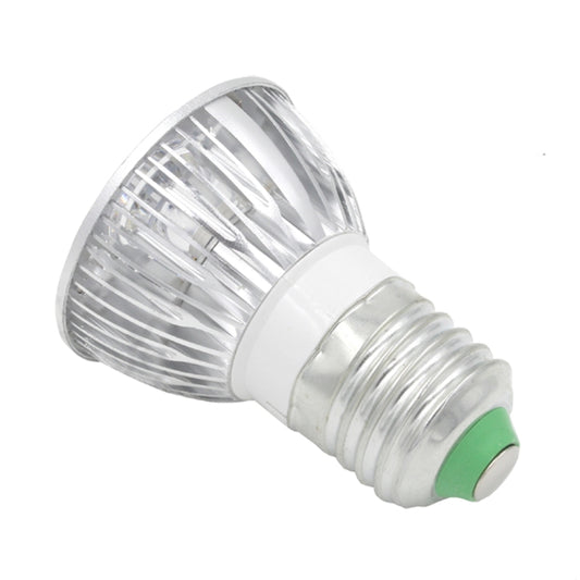 E27 LED spotlight bulb angled view, clear lens head and white casing