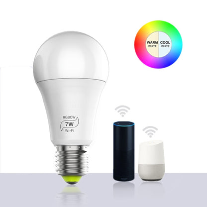 Wi‑Fi RGBCW LED smart bulb, E27 7W, color-changing warm to cool white