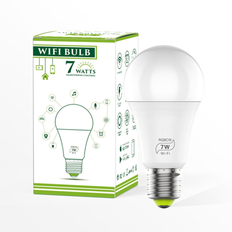 Wi‑Fi RGBCW smart bulb, 7 watts, E27 base with retail package