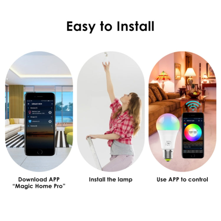 Wi‑Fi RGBCW LED smart bulb, easy to install with app control