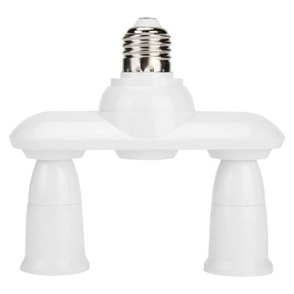 White E27 lamp socket splitter with 2 outlets, adjustable converter holder