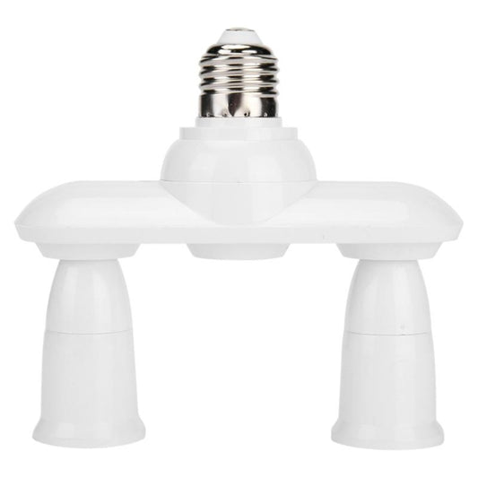White E27 lamp socket splitter with 2 outlets, adjustable converter holder
