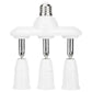 White E27 lamp socket splitter with 3 outlets, adjustable converter holder