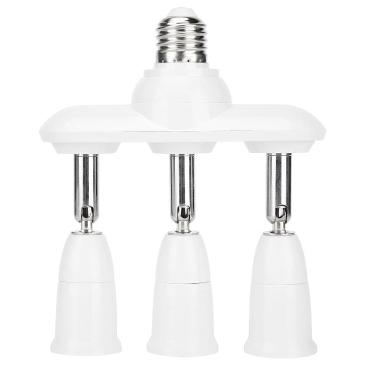 White E27 lamp socket splitter with 3 outlets, adjustable converter holder