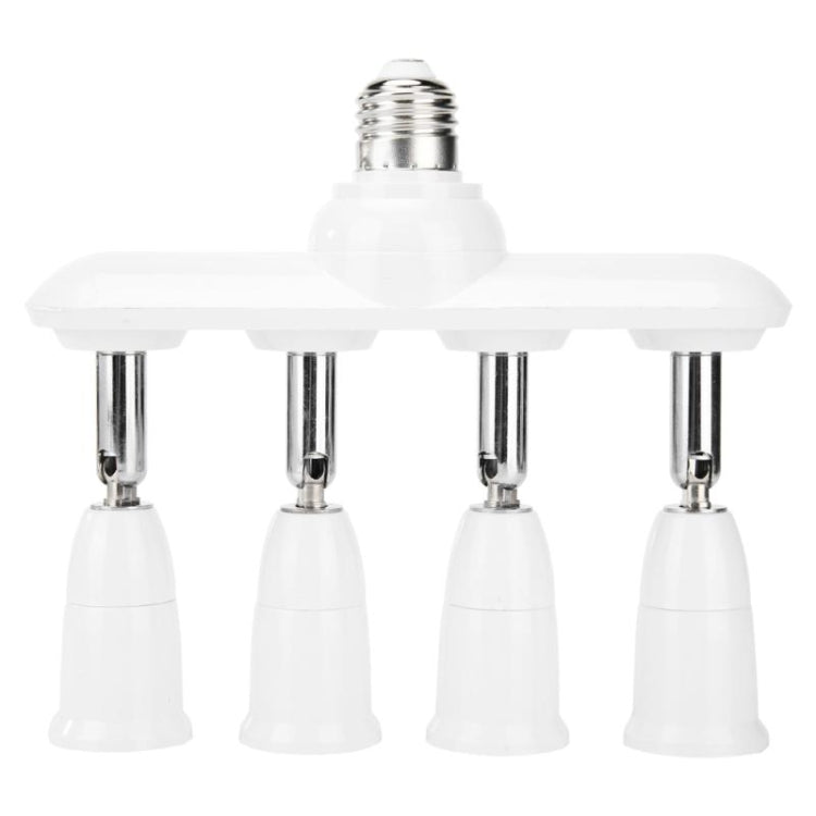 White E27 lamp socket splitter with 4 outlets, adjustable converter holder