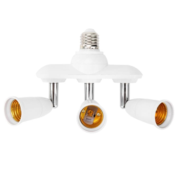 White E27 socket distributor with 3 outlets and brass lamp contacts