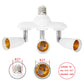 White E27 socket splitter with 3 outlets and visible brass lamp base contacts