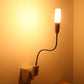 E27 bulb holder extension with plug, switch adapter, and lit bulb