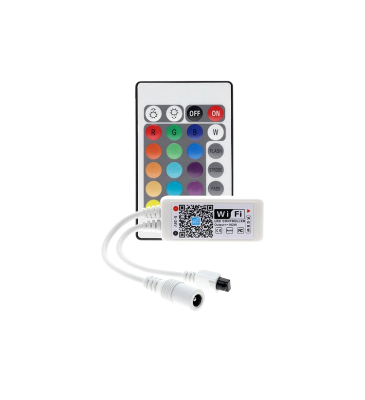WiFi LED RGB controller with color button remote and connected output cable