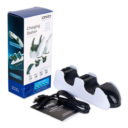 OIVO dual PS5 controller charging dock with base, cables, and user guide.