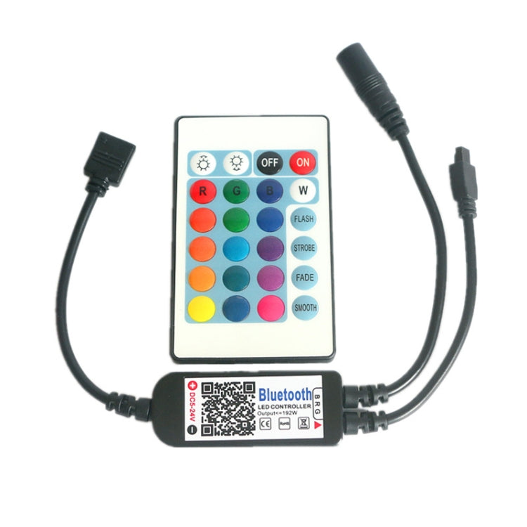 Bluetooth LED RGB controller with button panel and wiring harness, black