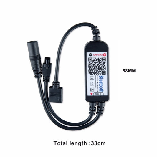 Inline Bluetooth LED RGB controller module with attached cables, black