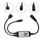 Bluetooth LED RGB controller wiring set with inline module and multiple cable plugs