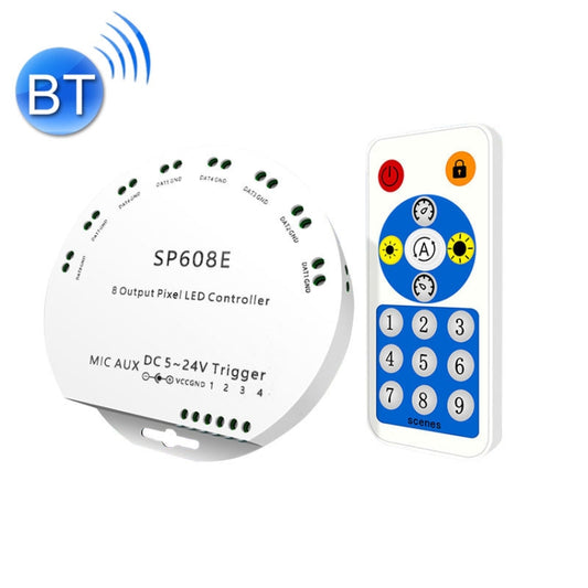 Bluetooth pixel LED controller with phone remote and BT signal icon