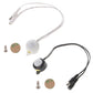 PIR motion sensor switch kit with white and black sensors, wires, and screws