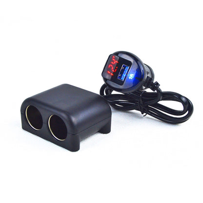 Car cigarette lighter splitter adapter with 2 sockets and LED voltage display