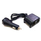 Car cigarette lighter splitter adapter with two-socket body and cigarette-plug end