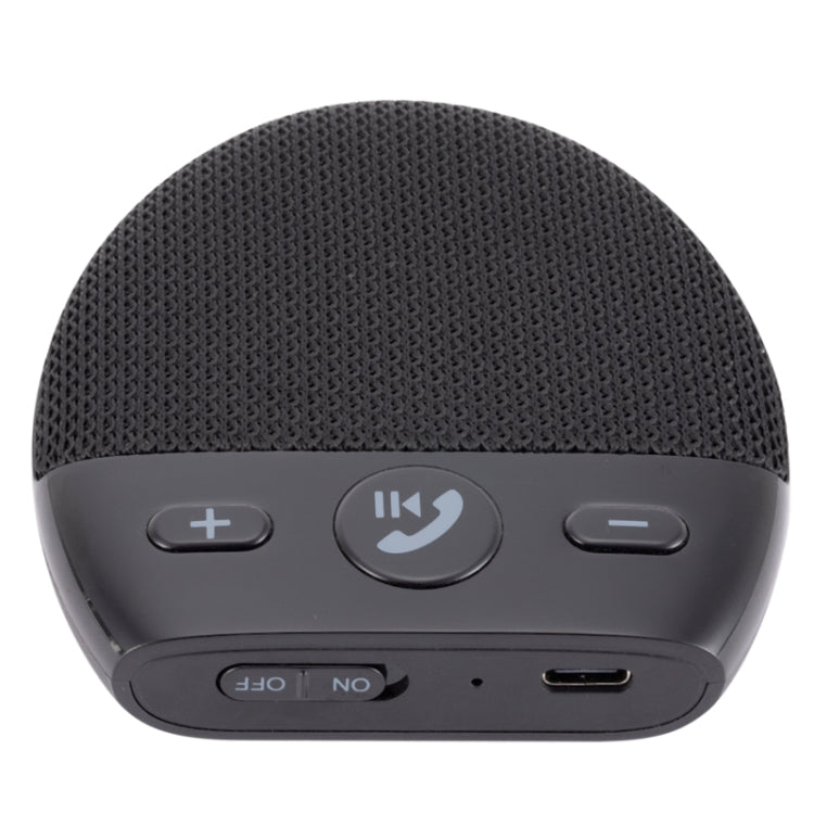 Black car speaker with control buttons and USB/audio ports on the side edge