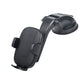 Black suction windshield phone holder with flexible cradle and side stabilizer clips
