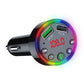 Car MP3 FM modulator with side plug, rainbow LED ring, LCD display, USB ports
