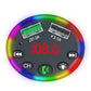Car MP3 FM modulator face with dual USB ports, red frequency display, function buttons
