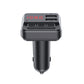 Car FM wireless audio transmitter with dual USB, front view with red numeric LED