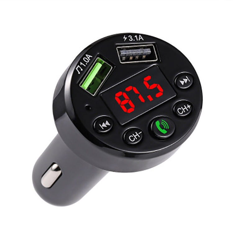 Black car FM transmitter MP3 player with dual USB and red LED frequency display