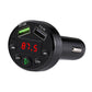Black circular car FM transmitter MP3 player with red LED display and USB ports