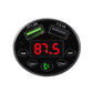 Black round car FM transmitter MP3 player with red LED digits and USB power indicators