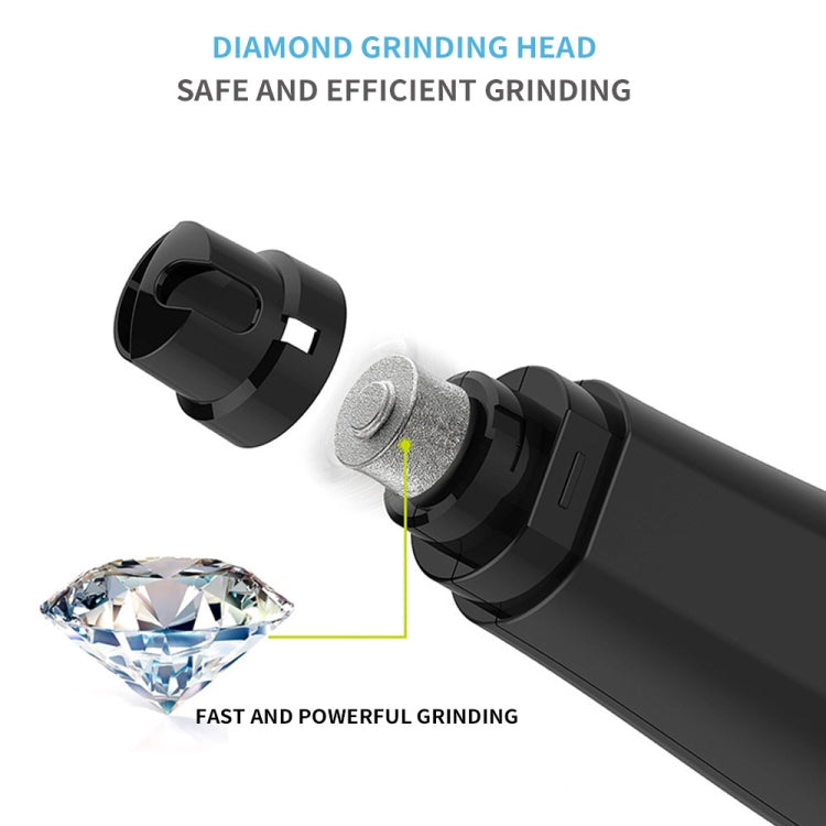 Electric pet nail grinder with diamond grinding head and safety cap