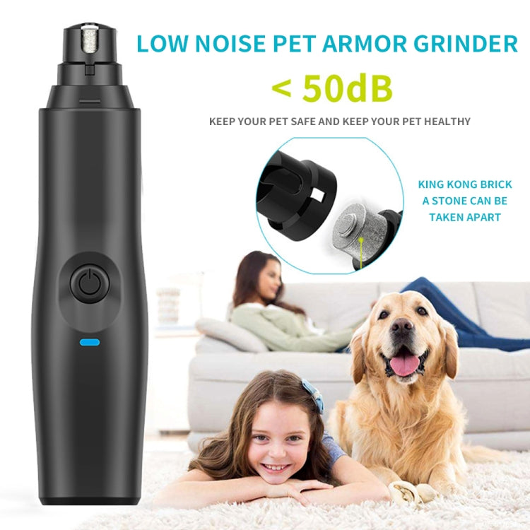Electric pet nail grinder with grinding bit and power indicator, low-noise design