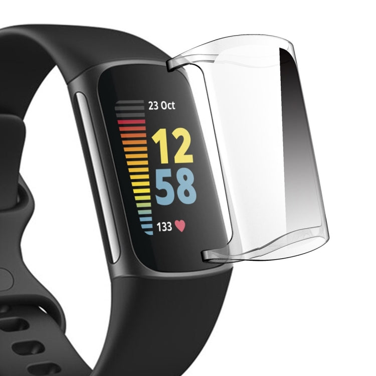 Clear TPU full-coverage screen protector case for Fitbit Charge 5/6, curved edges
