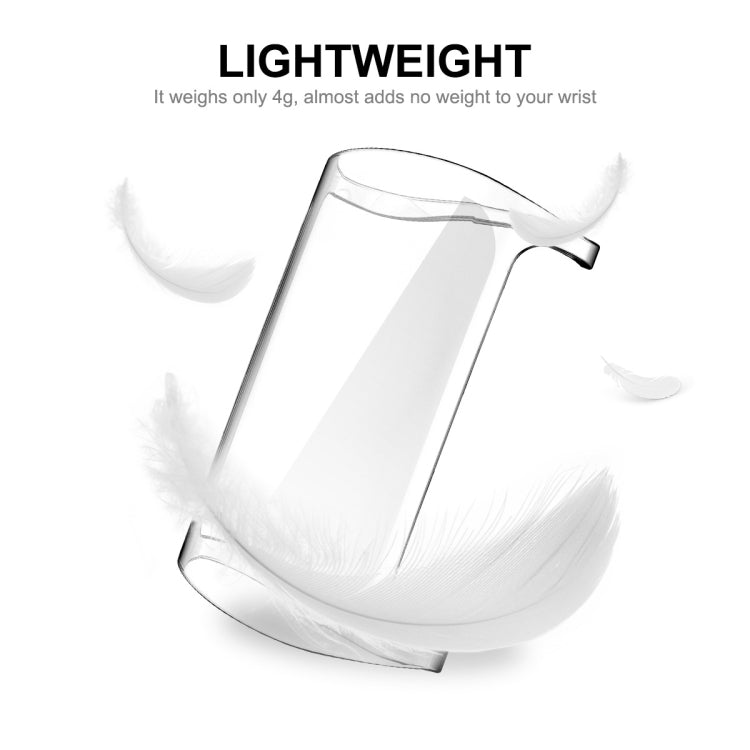 Clear TPU full-cover band case with slim profile, curved corners
