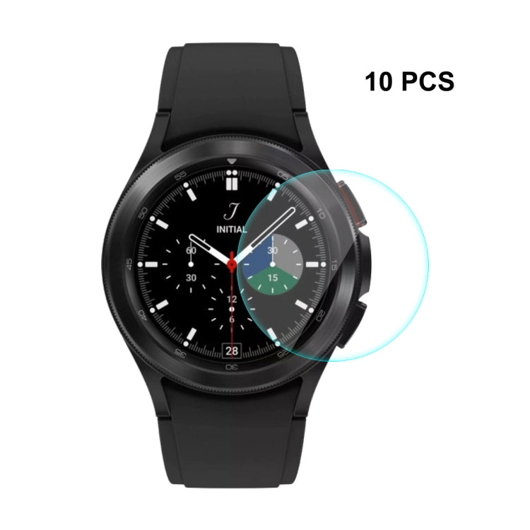 Black smartwatch with curved tempered glass screen protector, 10 PCS option shown