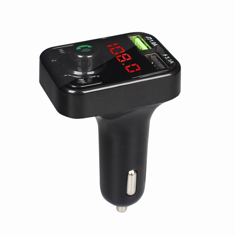 Black car hands-free wireless audio receiver with red/green screen and built-in buttons
