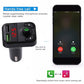 Black car hands-free wireless audio receiver with call button and dual USB charging ports