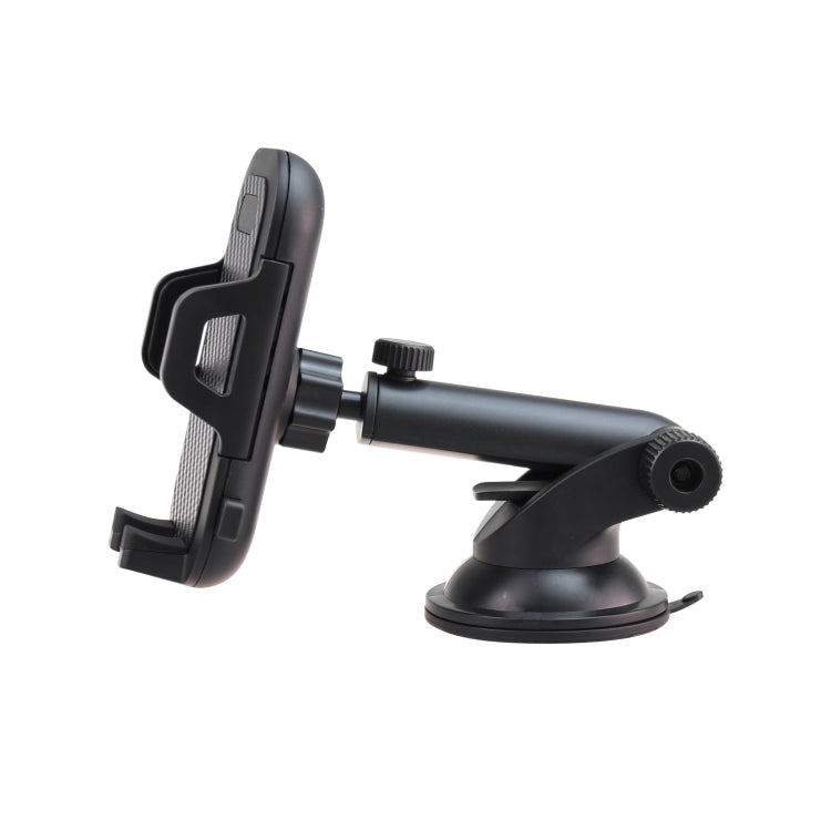 Car phone holder with side clamp and suction cup stand, black and gray