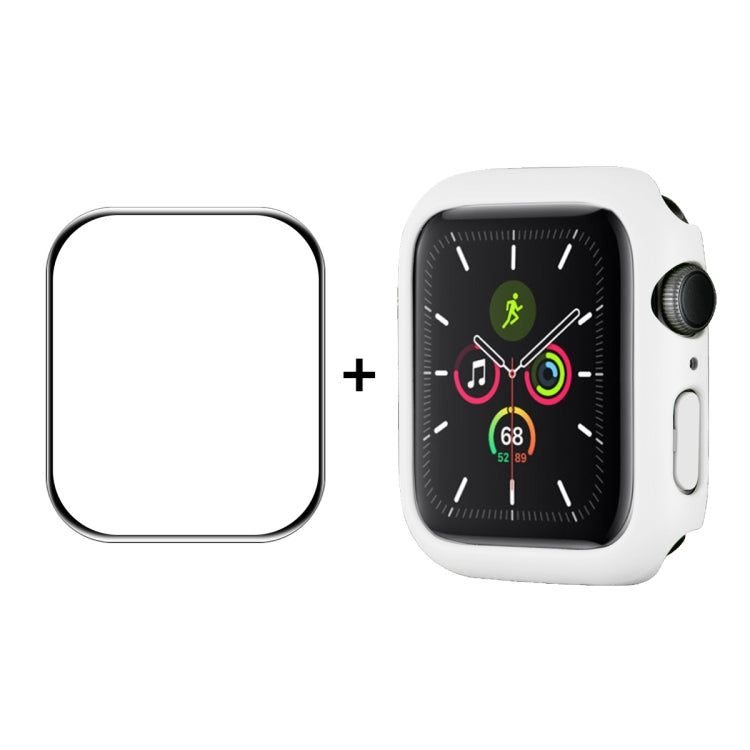 Apple Watch screen protector film and PC frame set with white bumper case