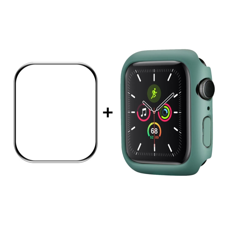 Apple Watch screen protector film and PC frame set with green bumper case