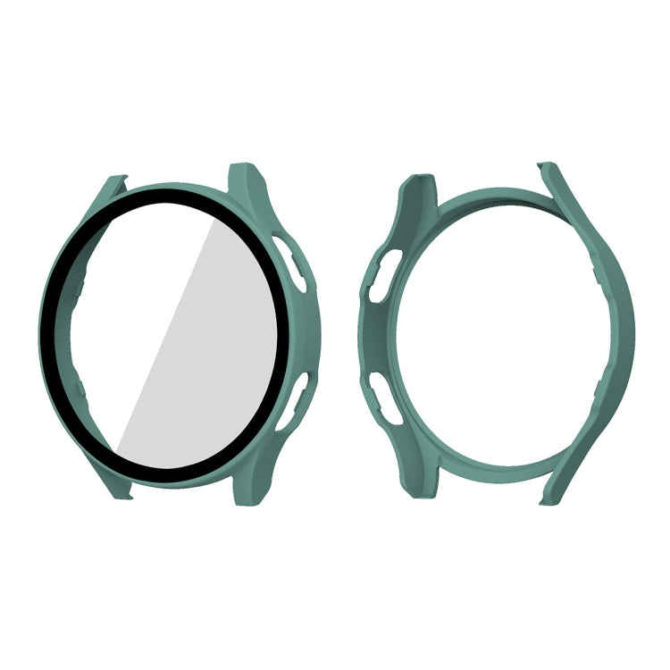 Tempered glass screen protector case frame, green, for round smartwatch