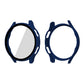 Tempered glass screen protector case frame, dark blue, for round smartwatch
