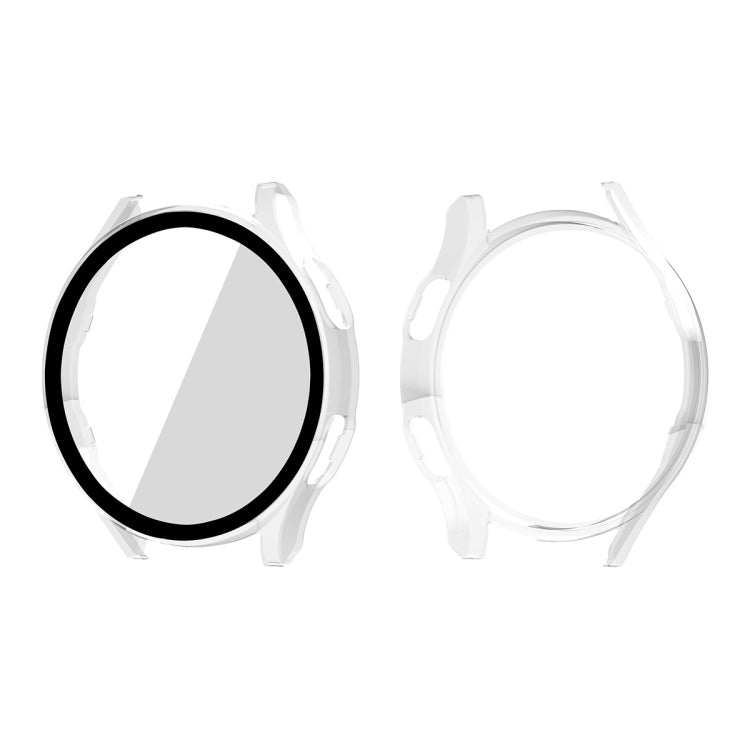 Tempered glass screen protector case frame, transparent clear, for round smartwatch