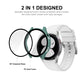 2-in-1 tempered glass protector case for smartwatch, green and black, with PC frame
