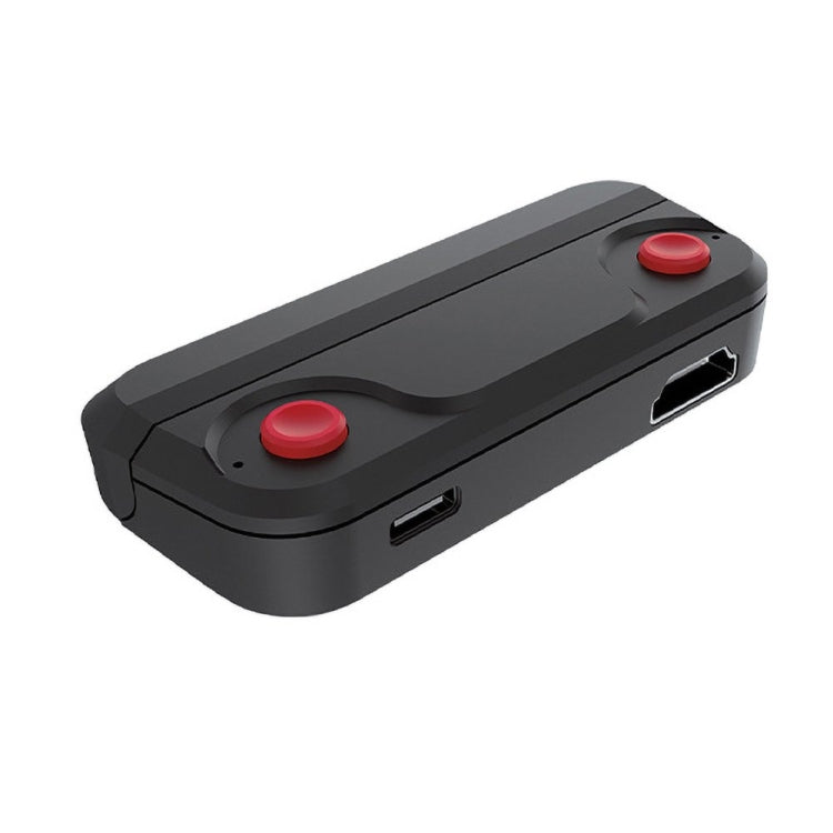 Black iPlay Bluetooth audio transmitter adapter with two red buttons and dual ports