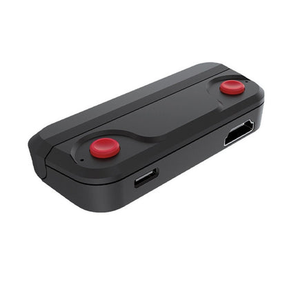 Black iPlay Bluetooth audio transmitter adapter with two red buttons and dual ports